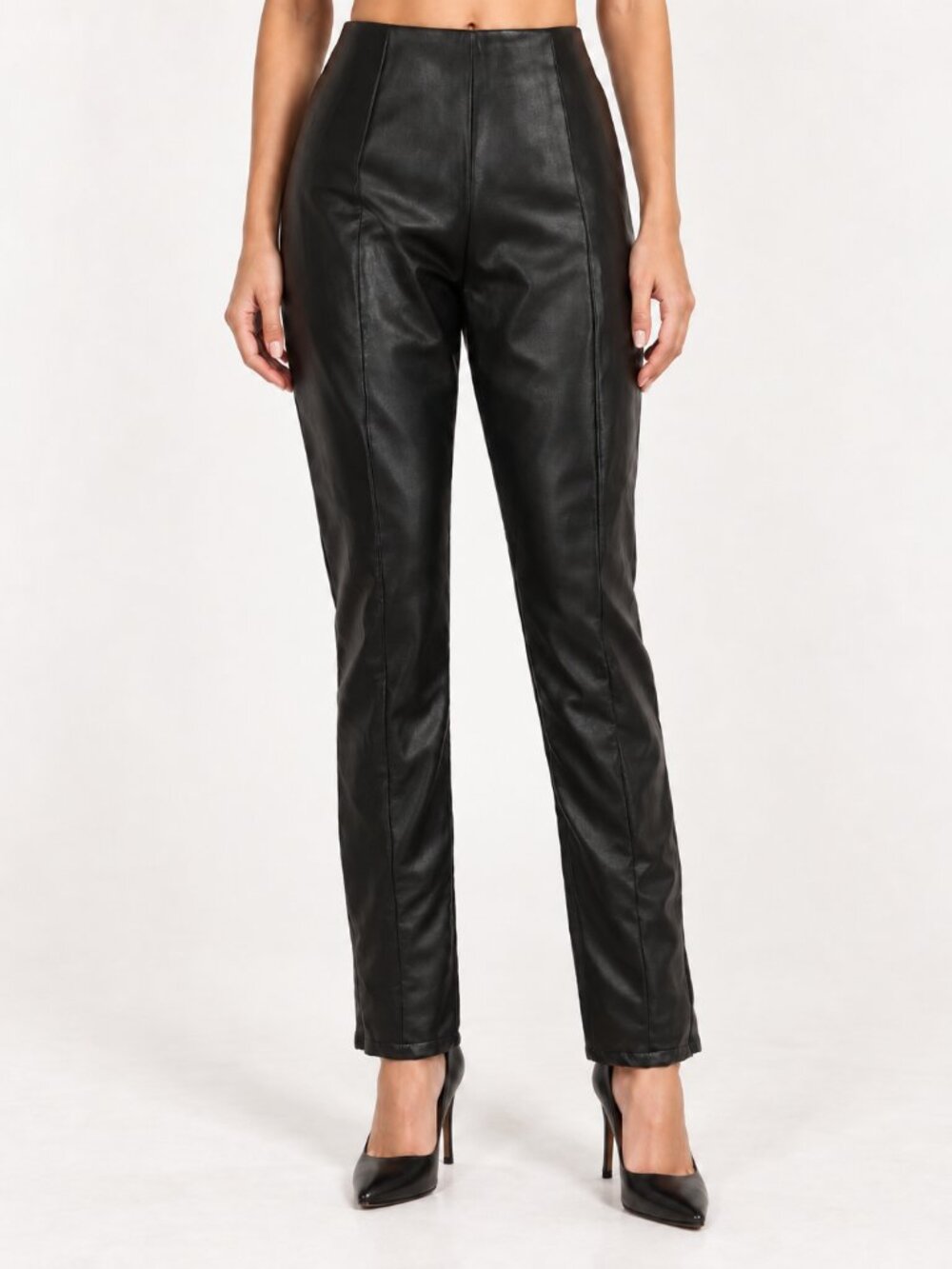 Showpo Women's Black Faux Leather Pants, 4